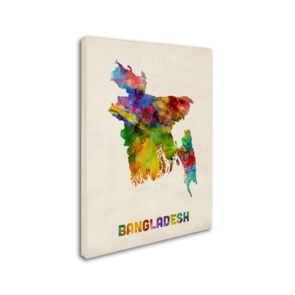 Michael Tompsett 'Bangladesh Watercolor Map' Canvas Art,24x32
